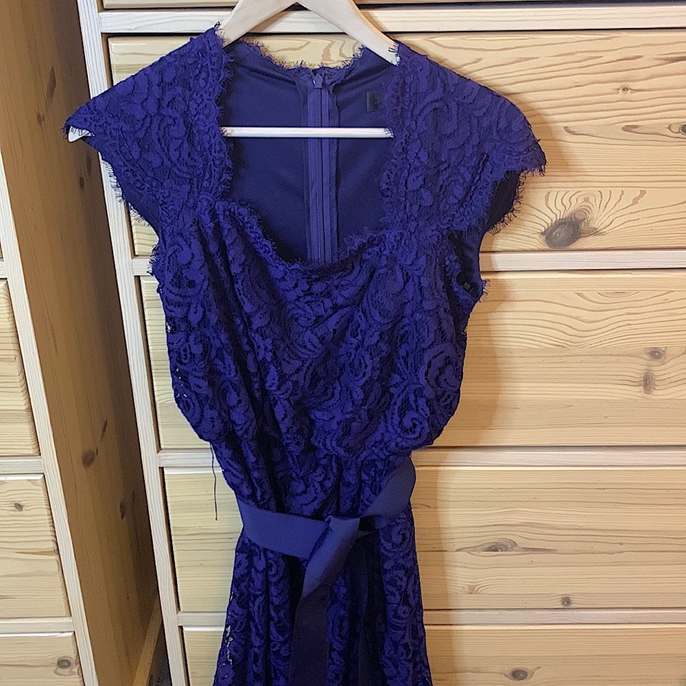 Tadashi Shoji Royal Purple Lace Special Occasion Gown Formal Dress Size 4 - Picture 3 of 12